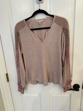 Pale Sky Mauve V-Neck Knit Sweater NWT